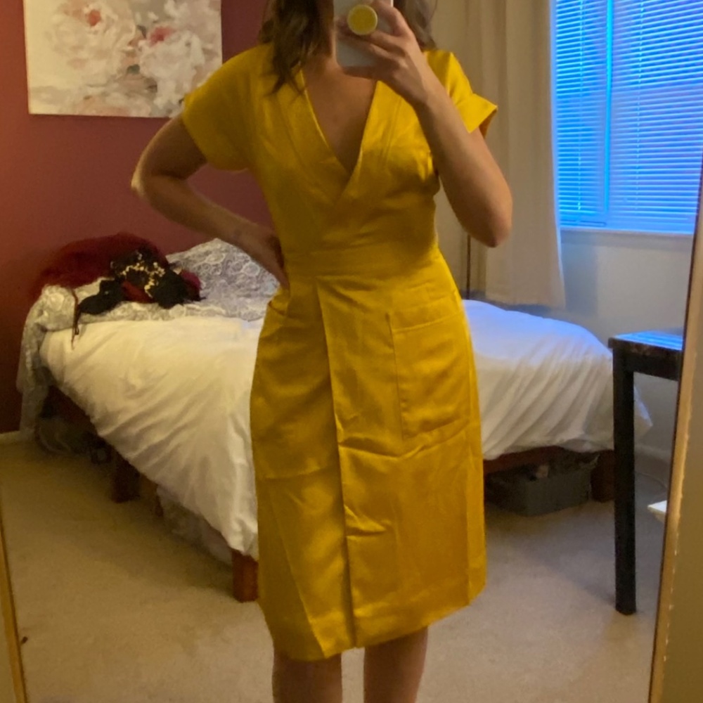 J Crew Gold Wrap Dress (NEVER WORN) - Size X Small